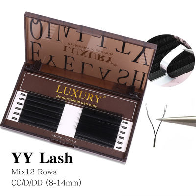 8-14mm Ατομικές ψεύτικες βλεφαρίδες CC/D/DD Curling Volume Extension Double Tips Cashmere YY Lash Extension