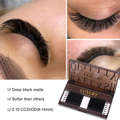 8-14mm Ατομικές ψεύτικες βλεφαρίδες CC/D/DD Curling Volume Extension Double Tips Cashmere YY Lash Extension