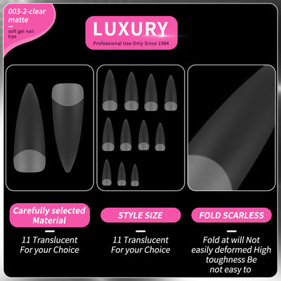 500pcs Luxury Clear Matte Sharp Shape ψεύτικα νύχια για nail art