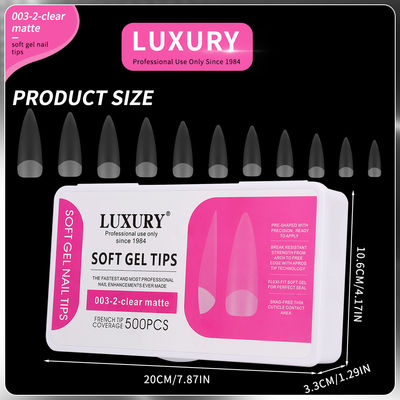 500pcs Luxury Clear Matte Sharp Shape ψεύτικα νύχια για nail art