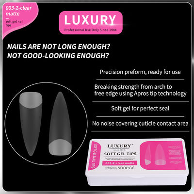500PCS Stiletto Nail Tips Set Clear Matte Full Cover Ακρυλικά τεχνητά νύχια