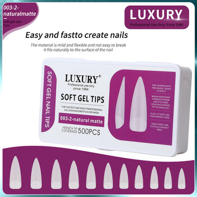 500PCS Stiletto Nail Tips Set Clear Matte Full Cover Ακρυλικά τεχνητά νύχια