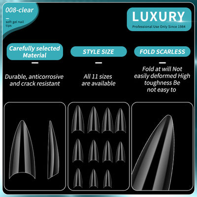 500pcs Μέσα Stiletto Nail Tips μισή κάλυψη ψεύτικο νύχι αιχμηρό σχήμα ακρυλικό τεχνητό ψεύτικα νύχι 11μέγεθος