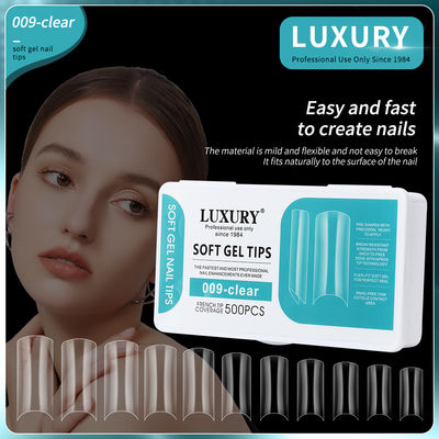 500pcs Long Ballerina Square Shape Press On Nails Μισό κάλυμμα Ψεύτικο Νύχι Για Γυναίκες