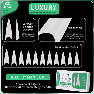 500pcs/Box Υπερ- λεπτή Stiletto Πίεση-On Νυχιά Φυσική Seamless Sharp σχήμα ψεύτικα νυχιά για γυναίκες και κορίτσια