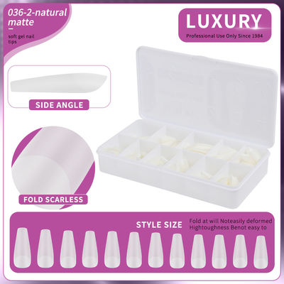 500pcs/Box Αμυγδάλιο σχήμα φυσικά ματ ψεύτικα νύχια 11 μεγέθη Ακρυλική Gel Nail Art επέκτασης για γυναίκες