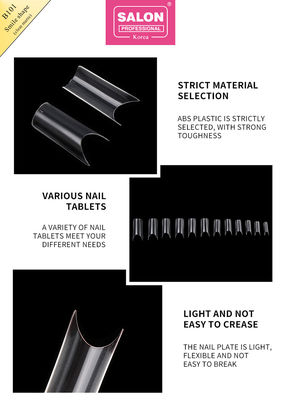 ABS Clear Matte Full Cover Fake Nails Smile Shape για σαλόνι και DIY Nails επέκταση καλλιτεχνική