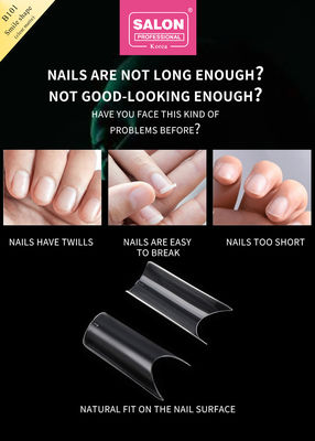 ABS Clear Matte Full Cover Fake Nails Smile Shape για σαλόνι και DIY Nails επέκταση καλλιτεχνική