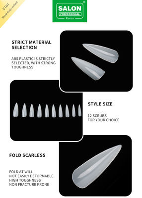 Μακρύ Stiletto Nail Tips Full Cover Φυσικό χρώμα ψεύτικα νύχια με κουτί για τα σαλόνια νυχιών