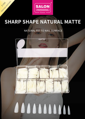 Μακρύ Stiletto Nail Tips Full Cover Ψεύτικα Nail Tips με κουτί φυσικά ματ ψεύτικα νύχια